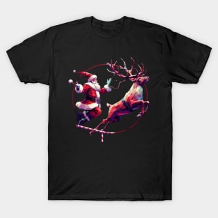 Christmas Santa and  Reindeer T-Shirt